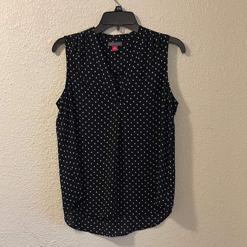 Vince Camuto Black and White Blouse with Polka Dots
